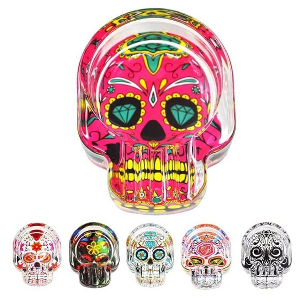 MERCADO CBF - Cenicero Calavera Mexicana Artesanal Vidrio