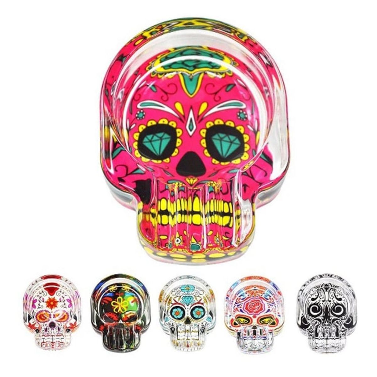 MERCADO CBF - Cenicero Calavera Mexicana Artesanal Vidrio