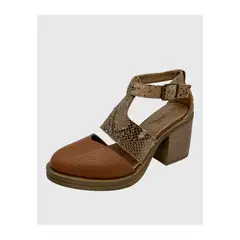 DINASTELLA - Sandalias de Mujer Taco Alto de Hebilla Casuales Color Cafe Danicolle