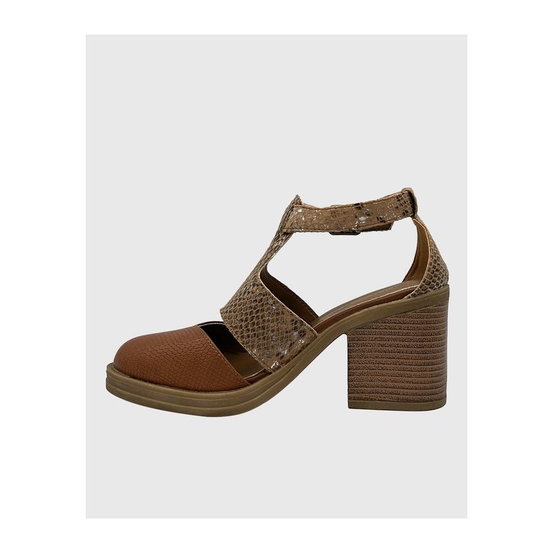 DINASTELLA - Sandalias de Mujer Taco Alto de Hebilla Casuales Color Cafe Danicolle