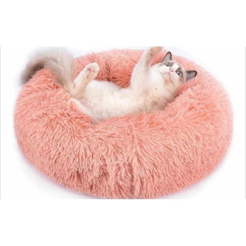 GENERICO - Cama Felpa 40cm Para Mascotas Ideal Para Invierno Rosa Palo