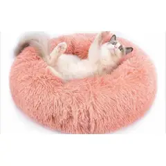 GENERICO - Cama Felpa 40cm Para Mascotas Ideal Para Invierno Rosa Palo