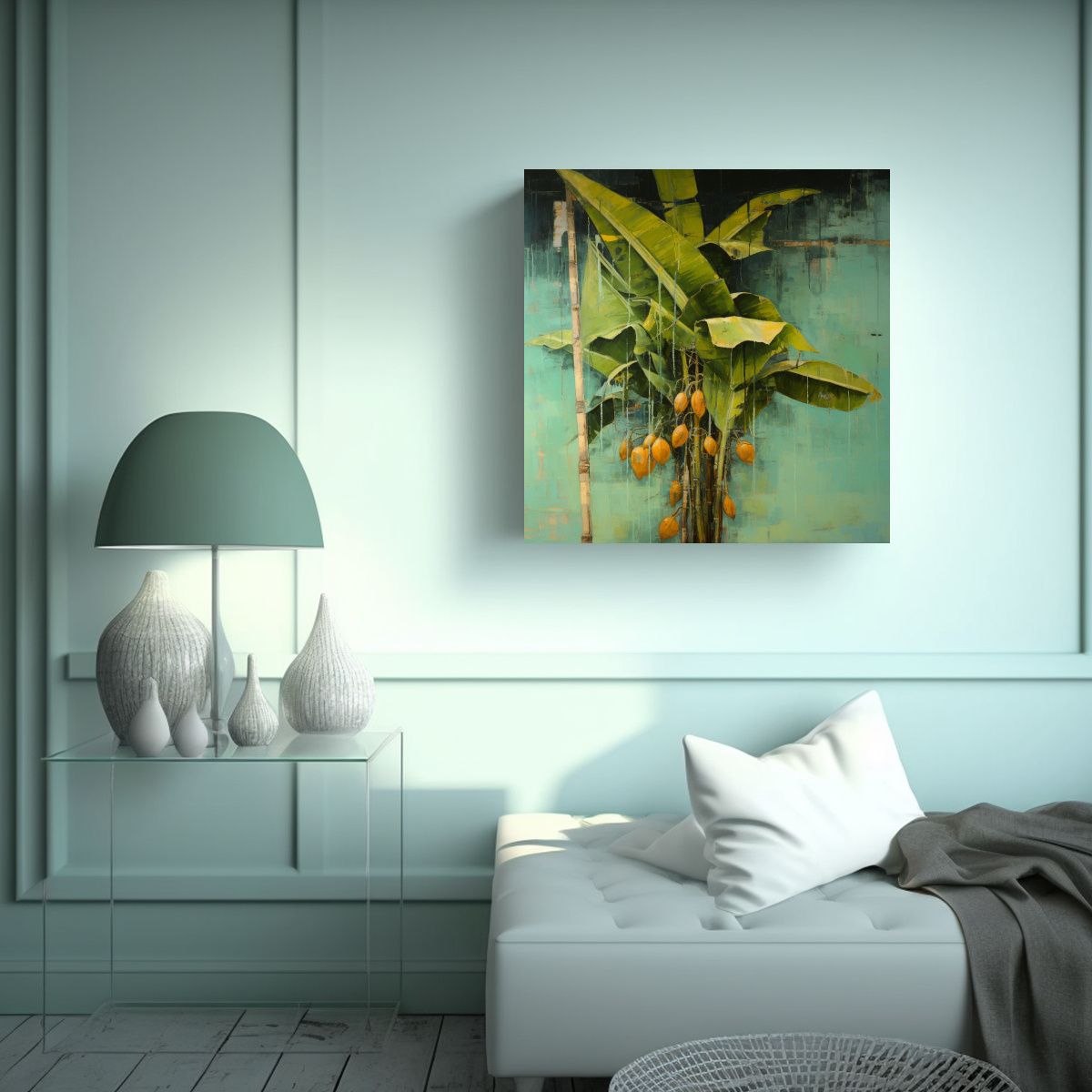 GENERICO - Pintura Abstracta De Una Bananera En Estilo 50x50 Cm