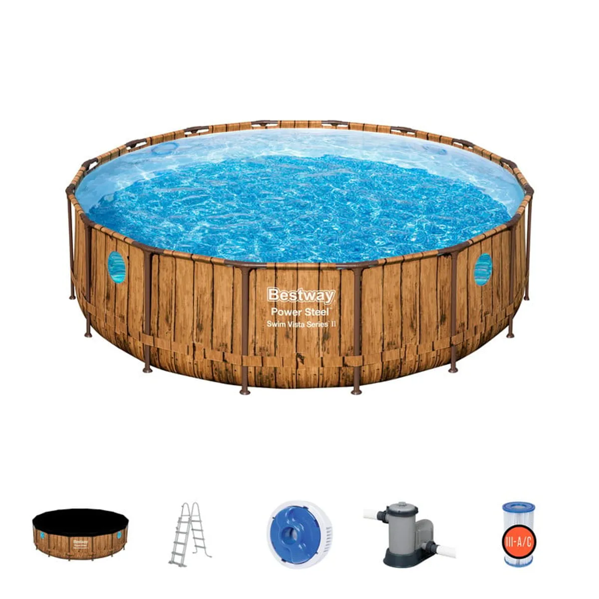 BESTWAY - Piscina estructural redonda +Bomba+Cobertor+Escalera Bestway