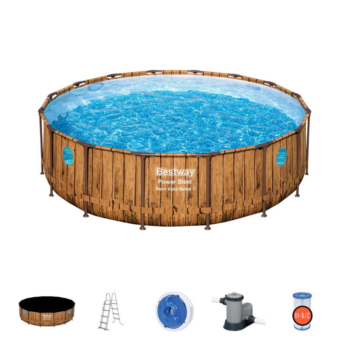 BESTWAY - Piscina estructural redonda +Bomba+Cobertor+Escalera Bestway