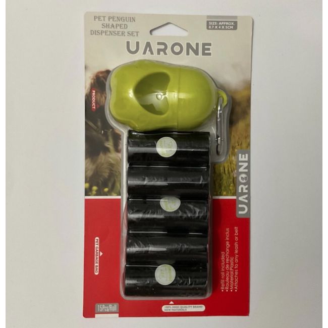 GENERICO - Dispensador con bolsas para excremento de mascotas 5 rollos.