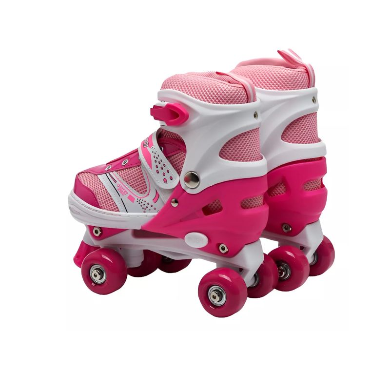 GENERICO - Patines 4 Ruedas Mas Protección Para Niñas Talla M  Rosa