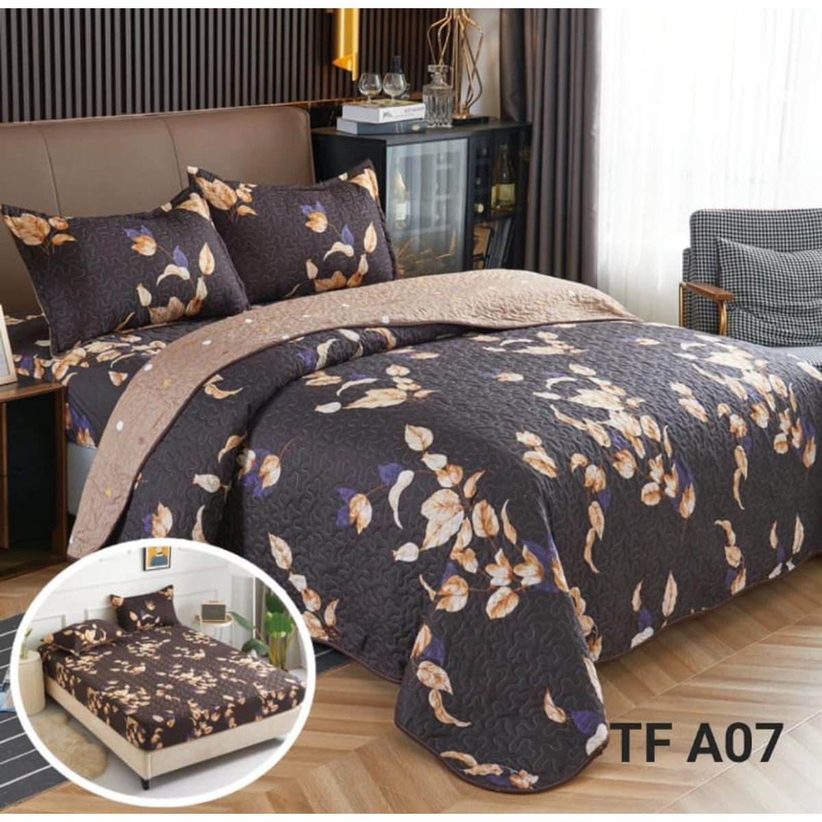 GENERICO - Cubrecamas 5 piezas quilt verano sabana y cubre colchón