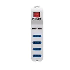PHILCO - Alargador Xt41 Usb 4 Pos Blanco 2500 W USB