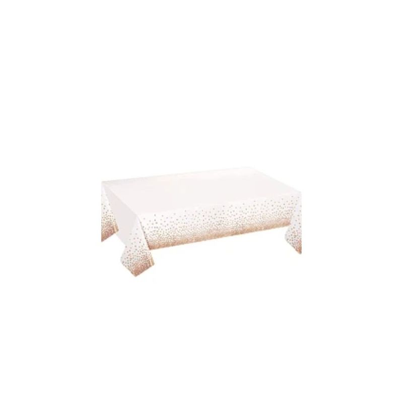 GENERICO - Mantel Plastico Blanco Con Puntos Oro Rosa 137x274cm