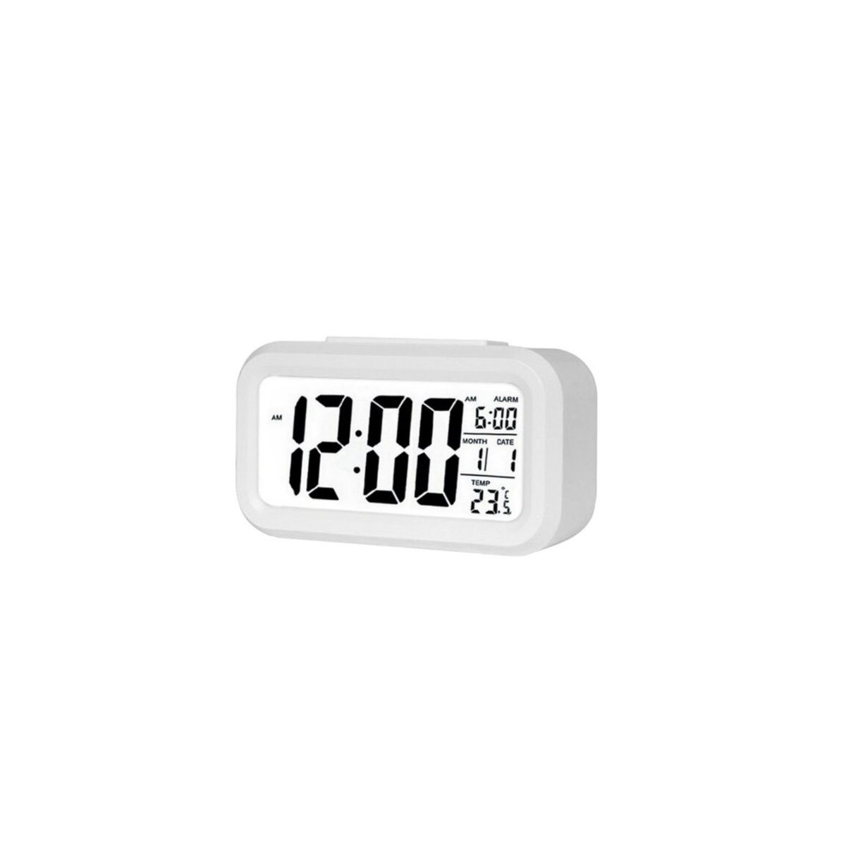 TECNOLAB - Reloj Despertador Pantalla Lcd Fecha Y Calendario Blanco - SC