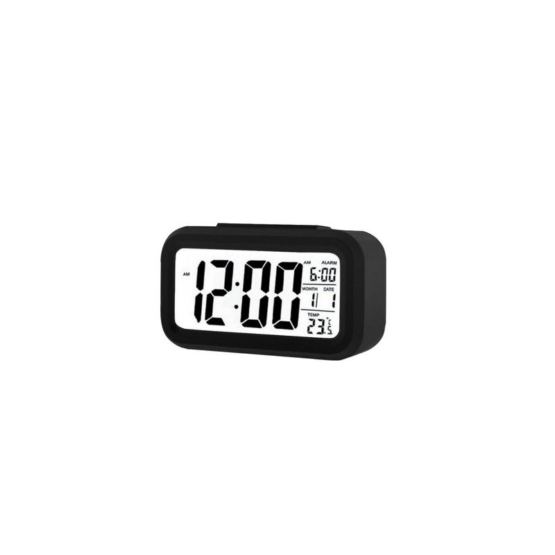 TECNOLAB - Reloj Despertador Pantalla Lcd Fecha Y Calendario Negro - SC