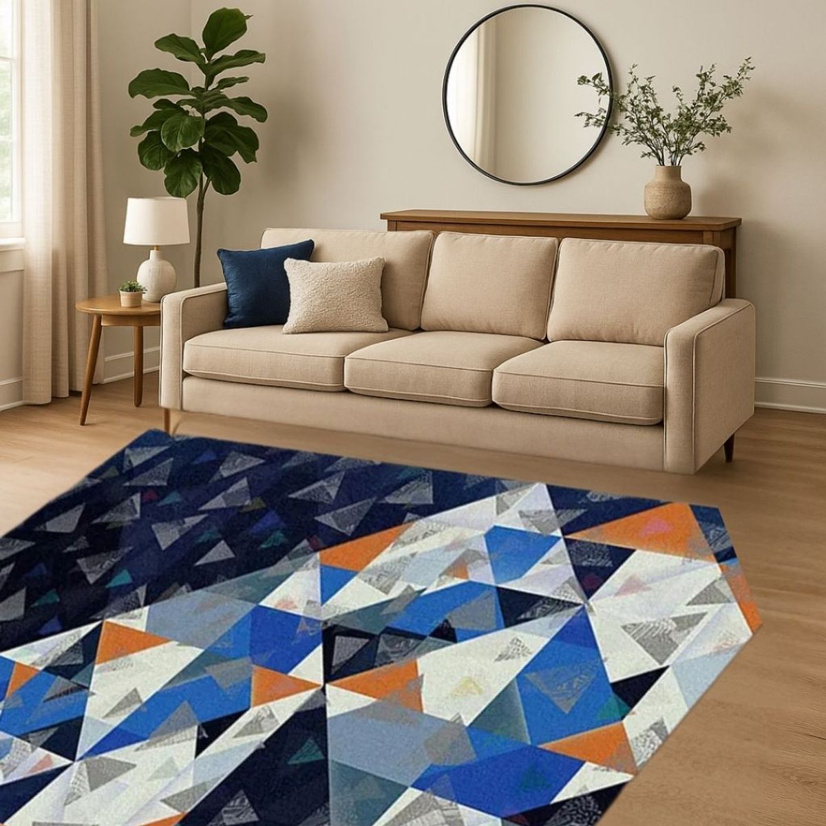 BOHEMIK - Alfombra Diseño Geométrico Tonos Azules Y Claros 160x230 Cm