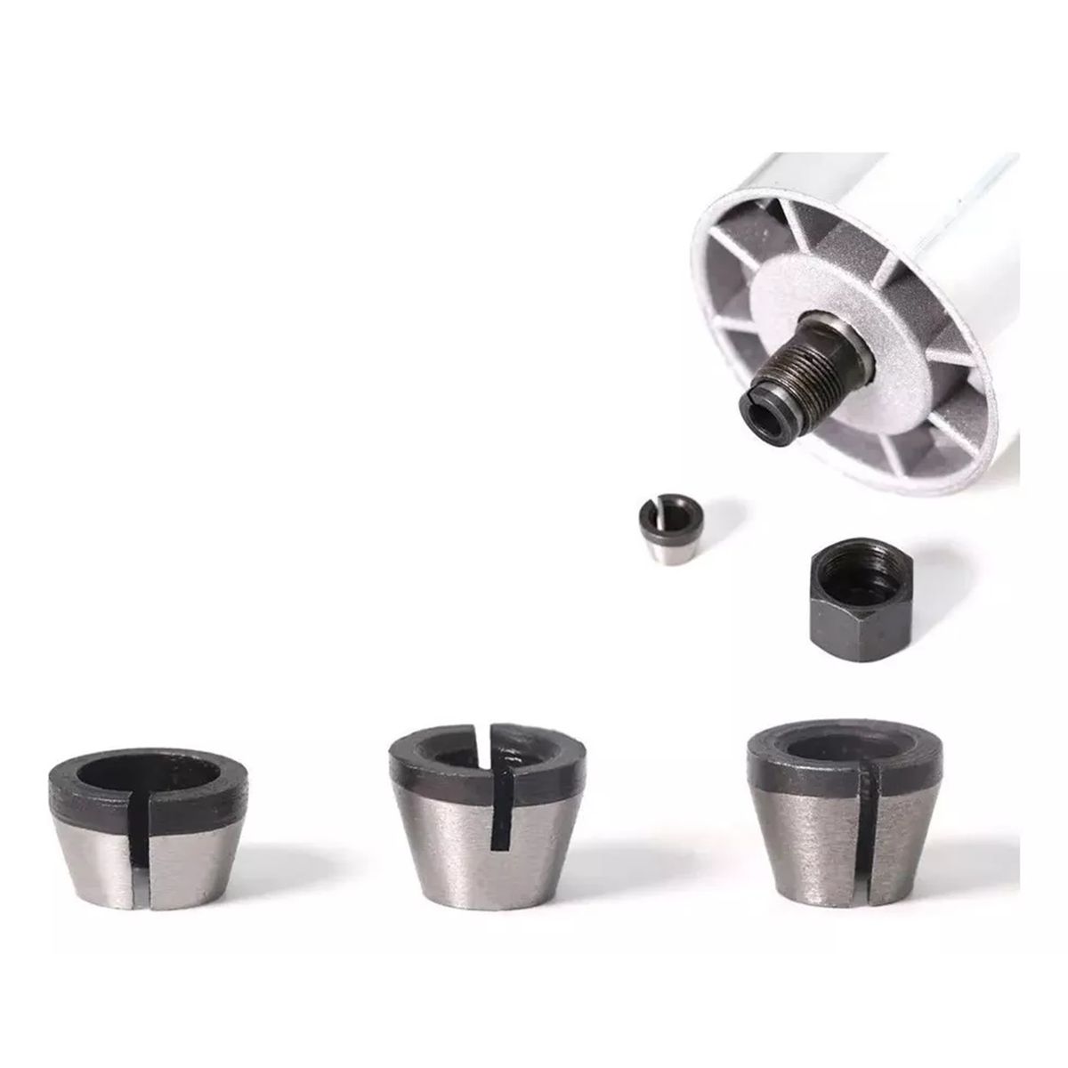 GENERICO - Adaptador Fresa Madera ¼ 8mm Y 6mm Para Router De ¼