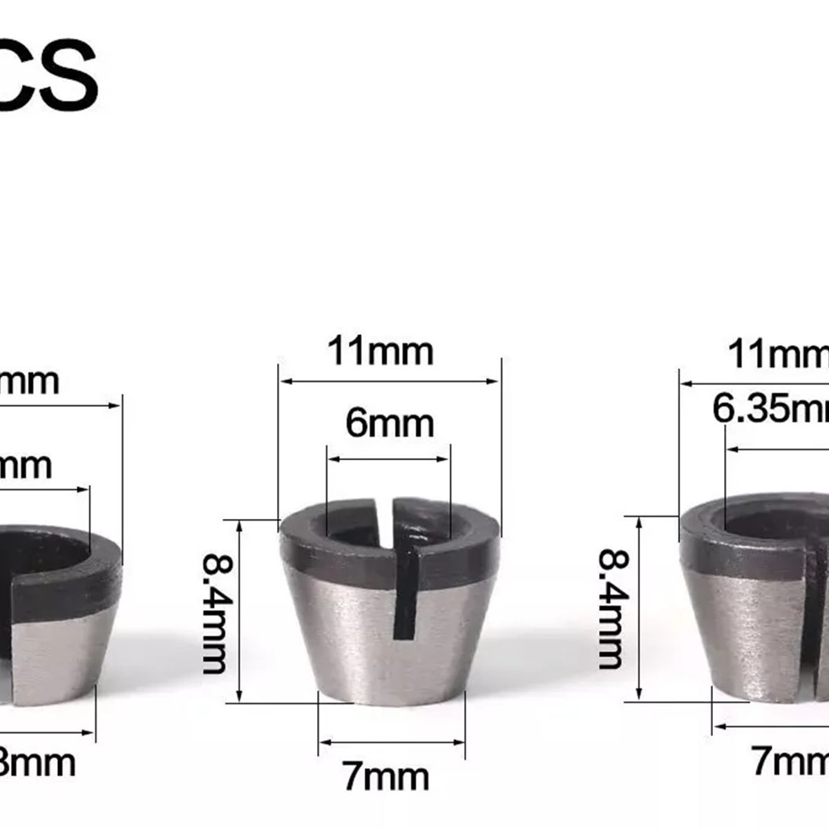 GENERICO - Adaptador Fresa Madera ¼ 8mm Y 6mm Para Router De ¼
