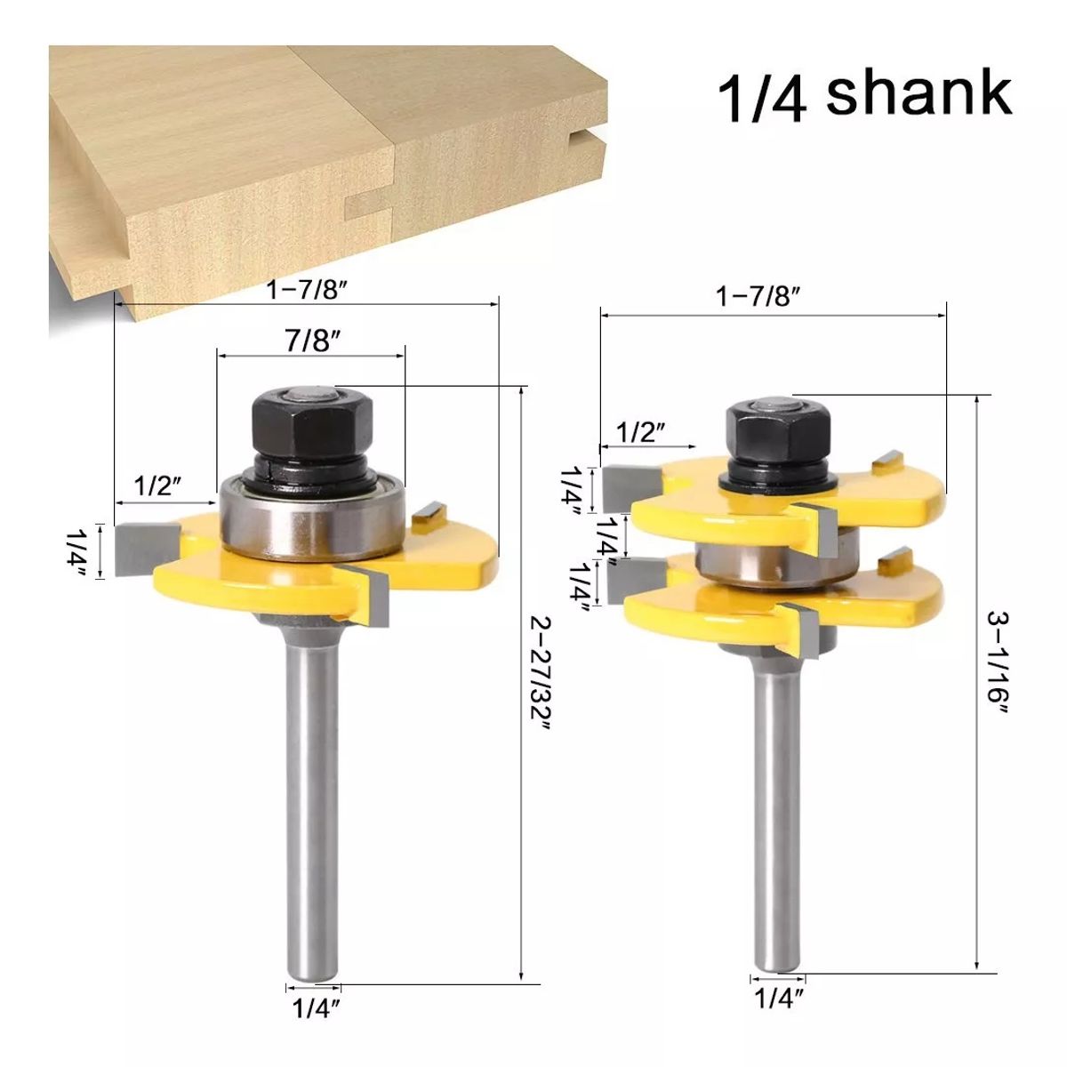 GENERICO - Fresa Madera Ensamble O Machimbrado Vástago ¼
