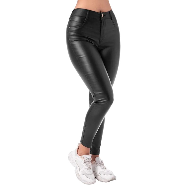D'JOE - Pantalon Ecocuero Pu Tiro Alto Mujer