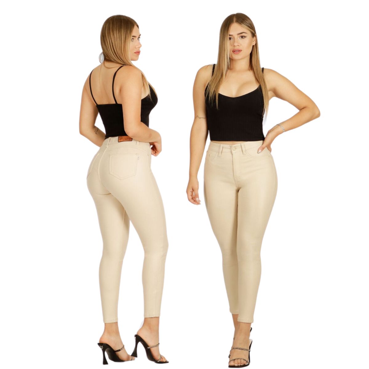 D'JOE - Pantalon Ecocuero Pu Tiro Alto Mujer