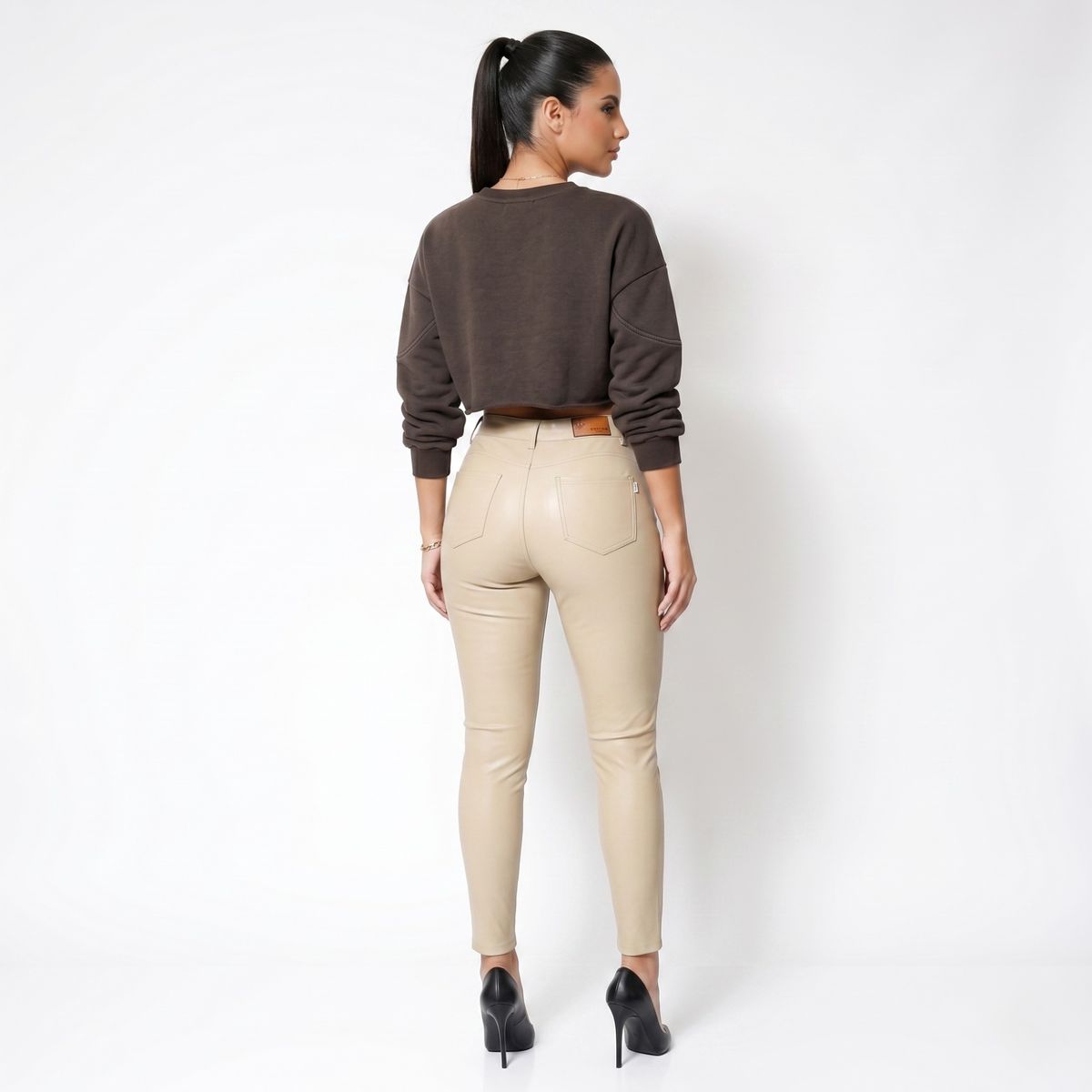 D'JOE - Pantalon Ecocuero Pu Tiro Alto Mujer