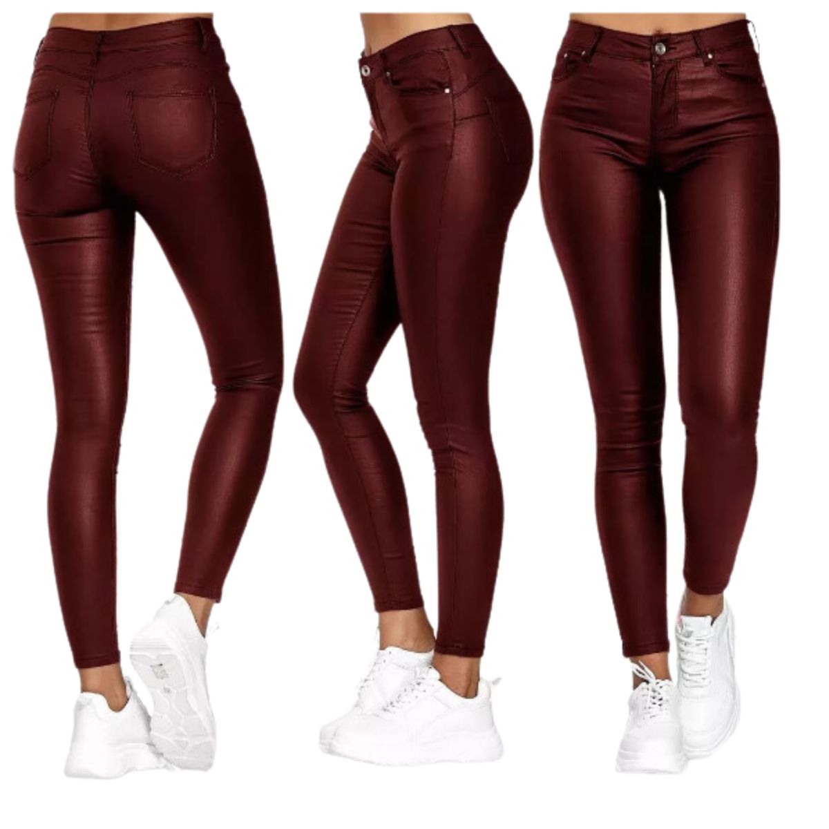 D'JOE - Pantalon Ecocuero Pu Tiro Alto Mujer