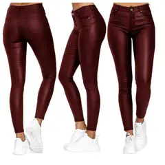 D'JOE - Pantalon Ecocuero Pu Tiro Alto Mujer