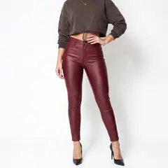 D'JOE - Pantalon Ecocuero Pu Tiro Alto Mujer