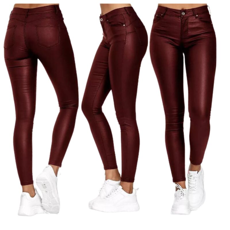 D'JOE - Pantalon Ecocuero Pu Tiro Alto Mujer