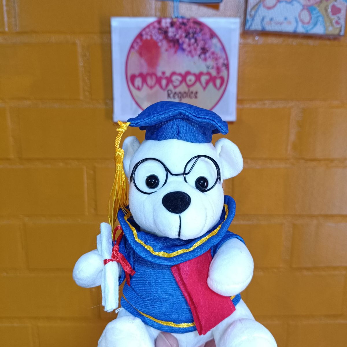 GENERICO - Osito Graduado, Peluche De Graduación, Oso azul 20 cm.