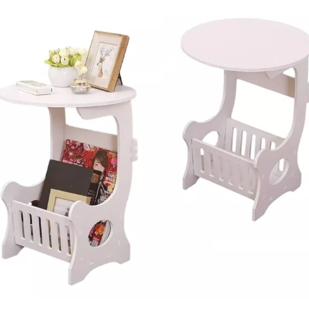 GENERICO - 2 Mesas Auxiliares Revistera Adorno Decoración Revista Multiuso.