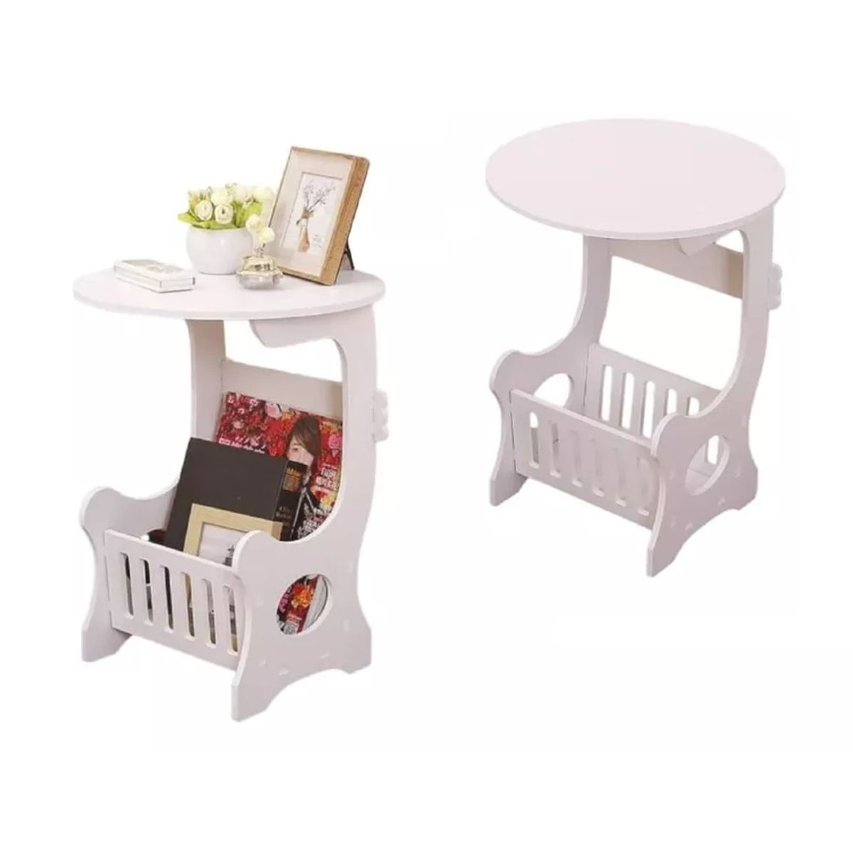 GENERICO - 2 Mesas Auxiliares Revistera Adorno Decoración Revista Multiuso.