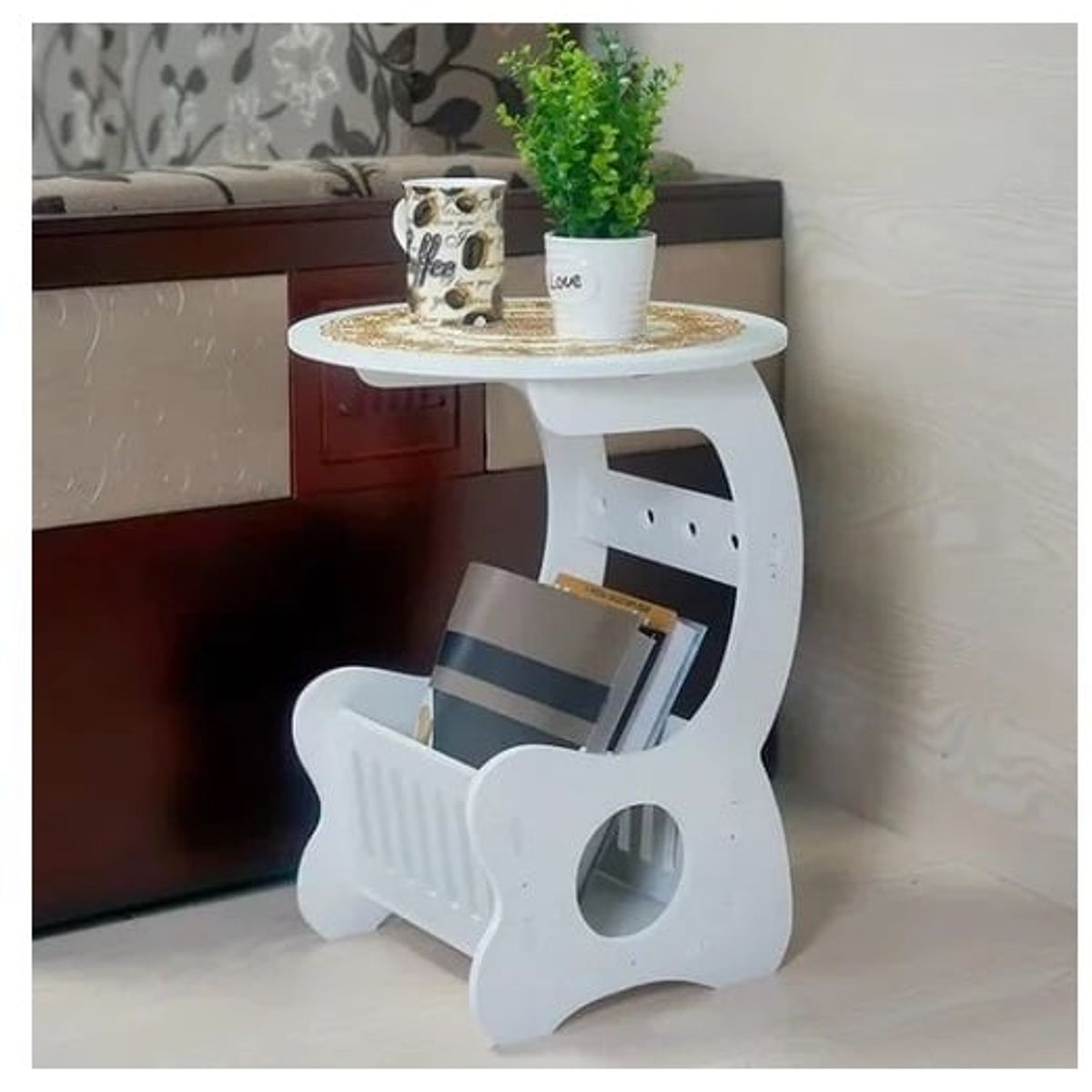GENERICO - 2 Mesas Auxiliares Revistera Adorno Decoración Revista Multiuso.