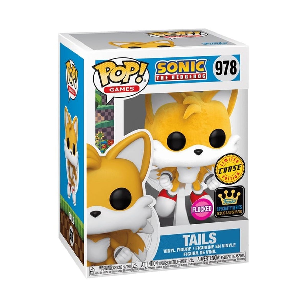 FUNKO - Funko Pop Sonic Tails 978 Flocked Chase + Protector