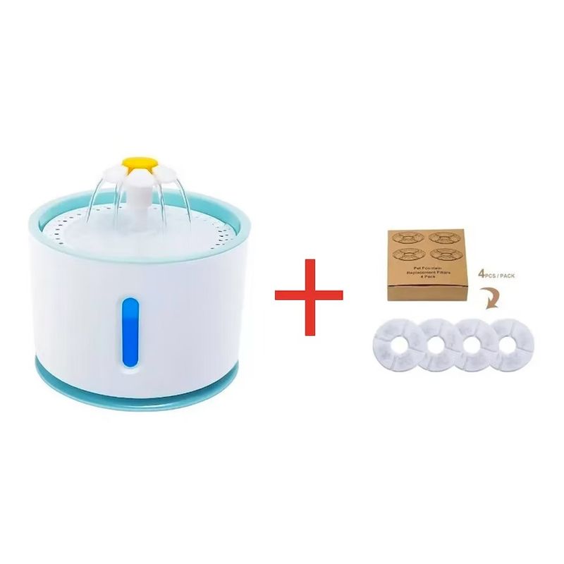GENERICO - Fuente Dispensador Agua Eléctrico Bebedero Gatos + 4 filtros
