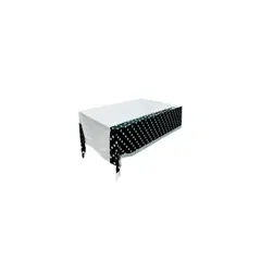 GENERICO - Mantel Plastico Blanco y Negro Con Punto Blancos 132x220cm