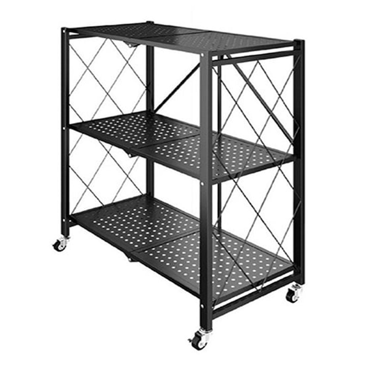 DEWINNER - Estante 3 niveles multiuso plegable con ruedas