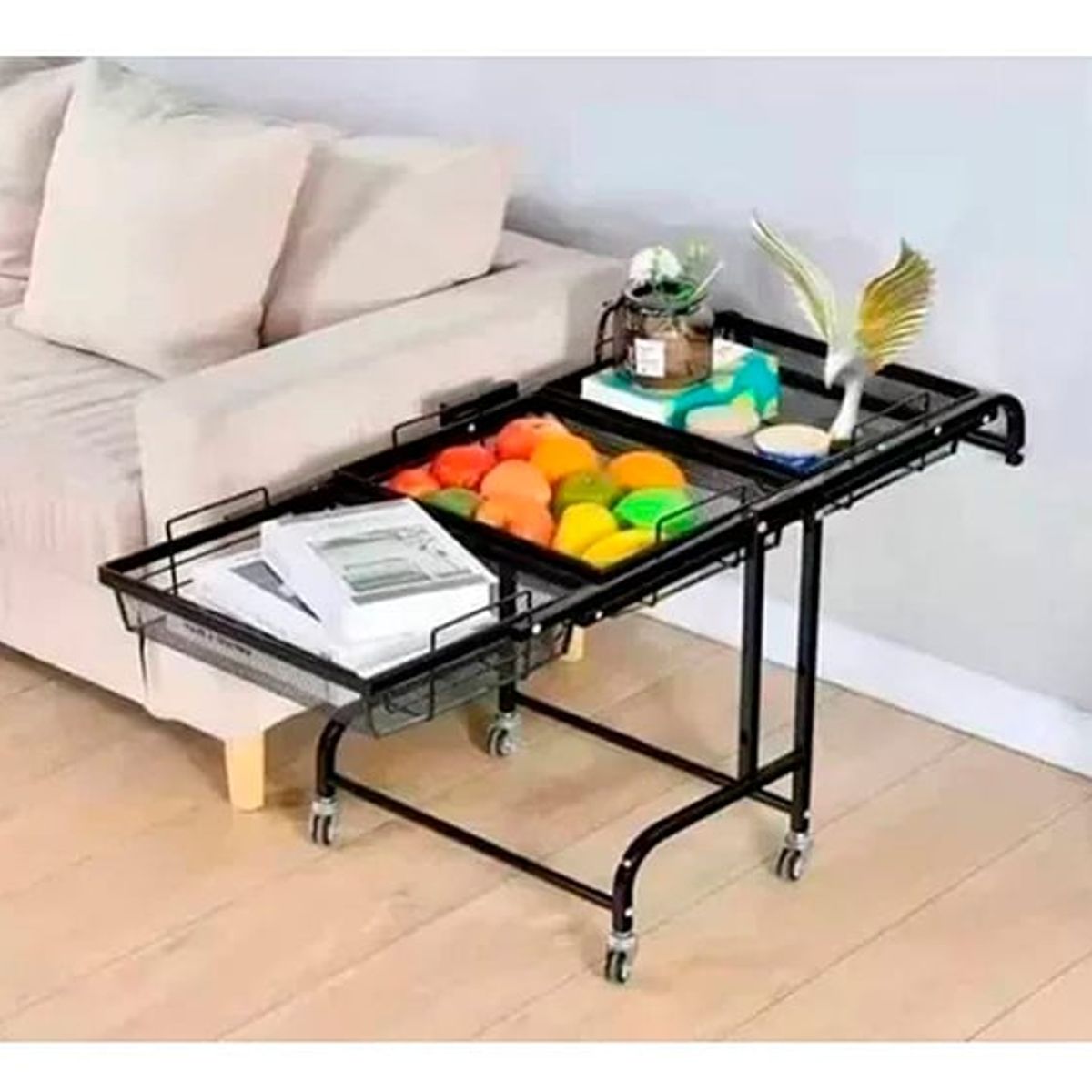 DEWINNER - Estante carrito y mesa plegable multifuncion 3 niveles