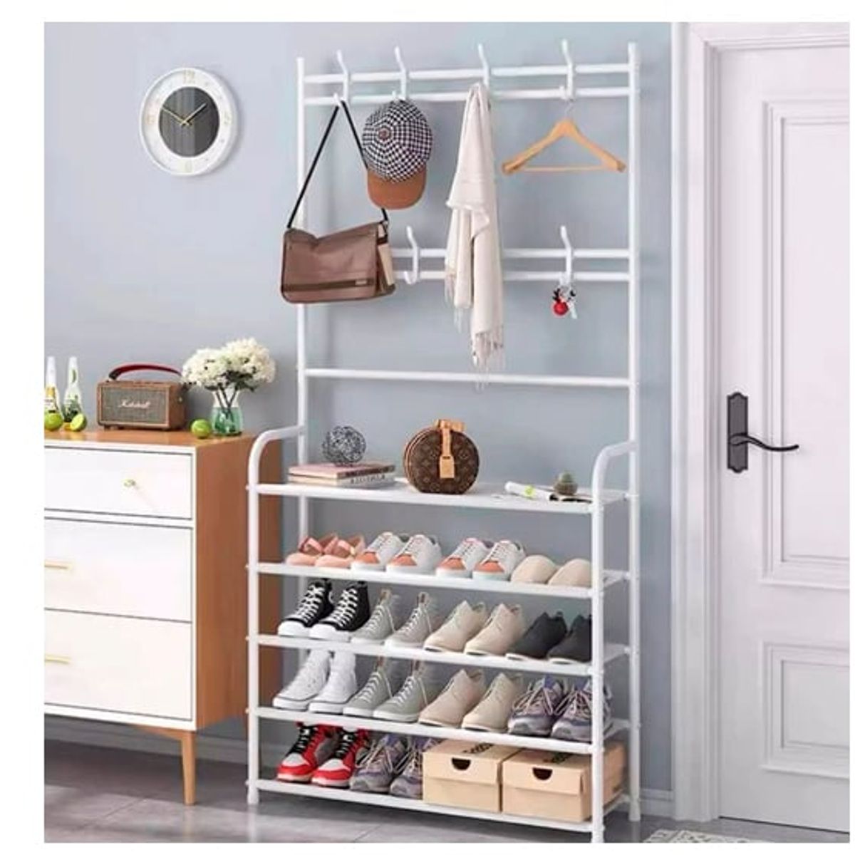 DEWINNER - Estante perchero zapatero 5 niveles