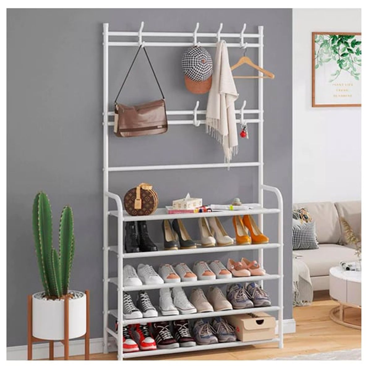 DEWINNER - Estante perchero zapatero 5 niveles