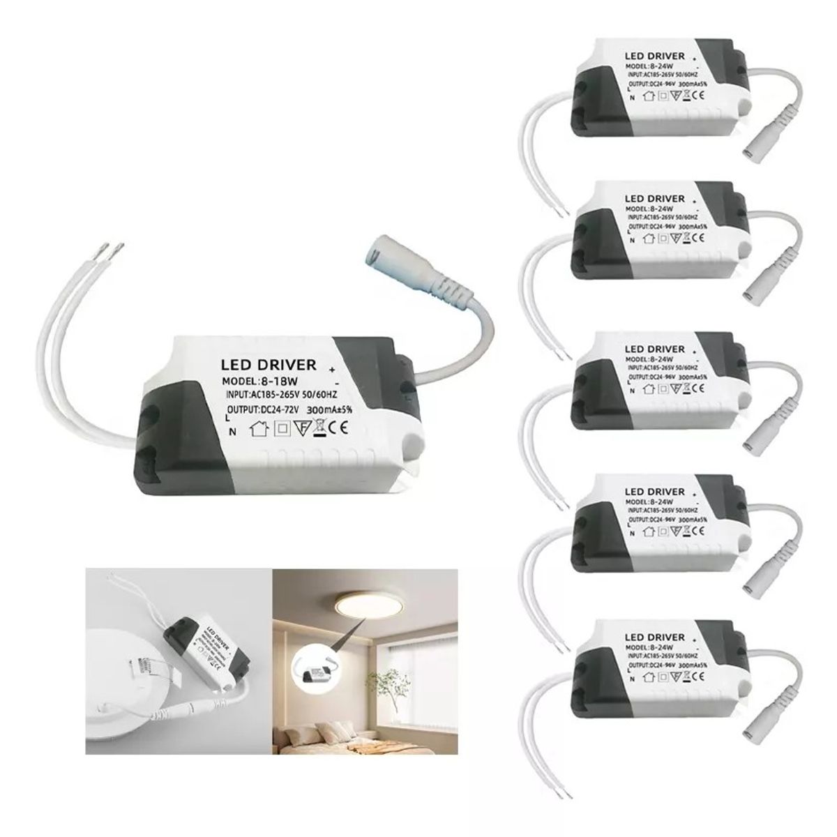 KUANGYE - Pack X10 Led Driver 8-24w 300ma Transformador Tecno