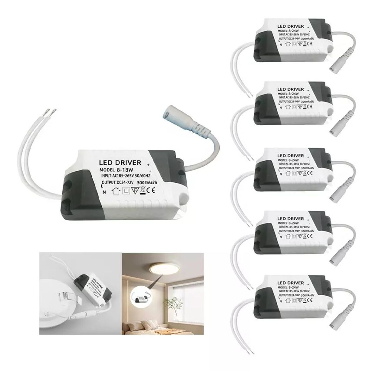 KUANGYE - Pack X10 Led Driver 8-24w 300ma Transformador Tecno