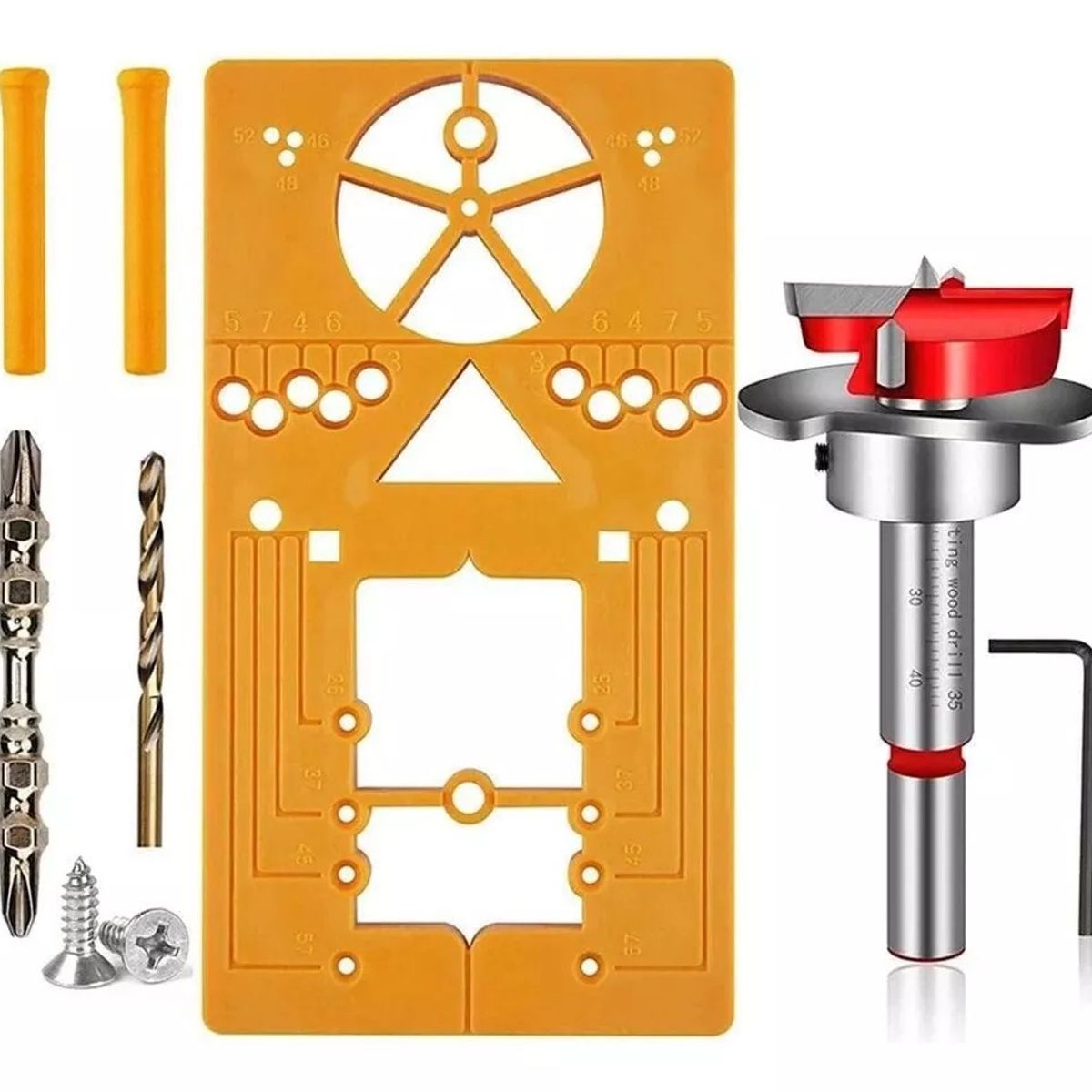 KUANGYE - Guía Plantilla Bisagra Puerta + Destornillador