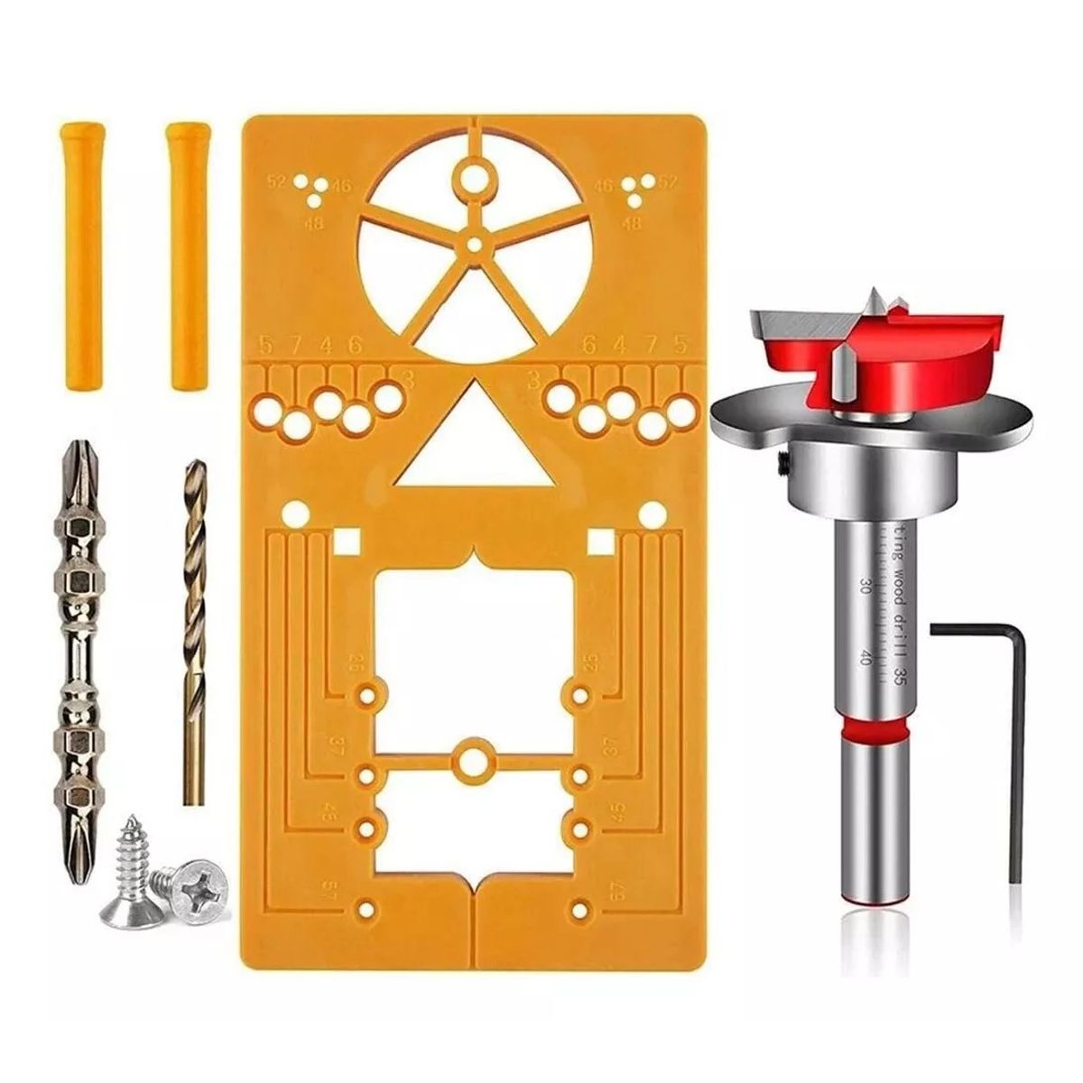 KUANGYE - Guía Plantilla Bisagra Puerta + Destornillador
