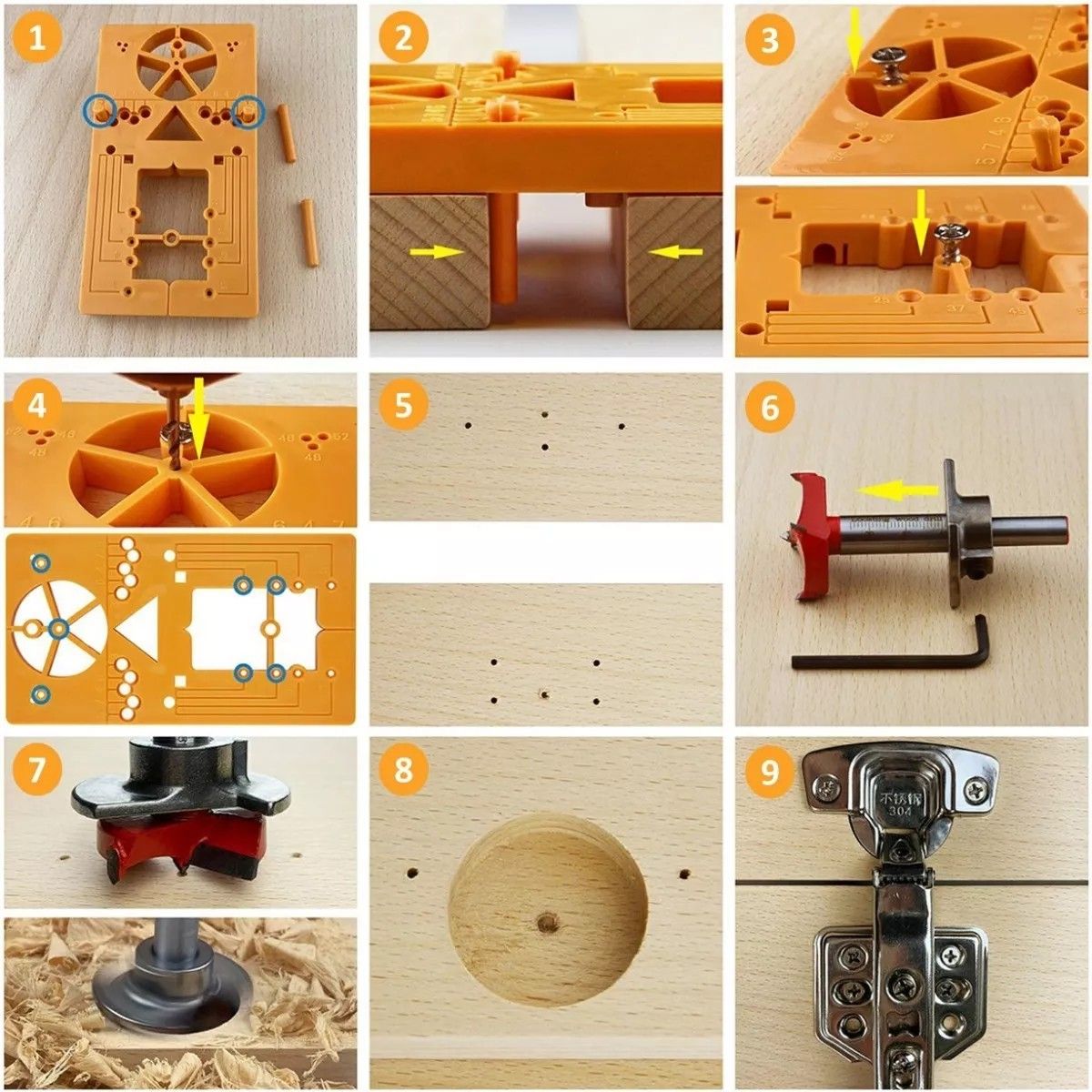 KUANGYE - Guía Plantilla Bisagra Puerta + Destornillador