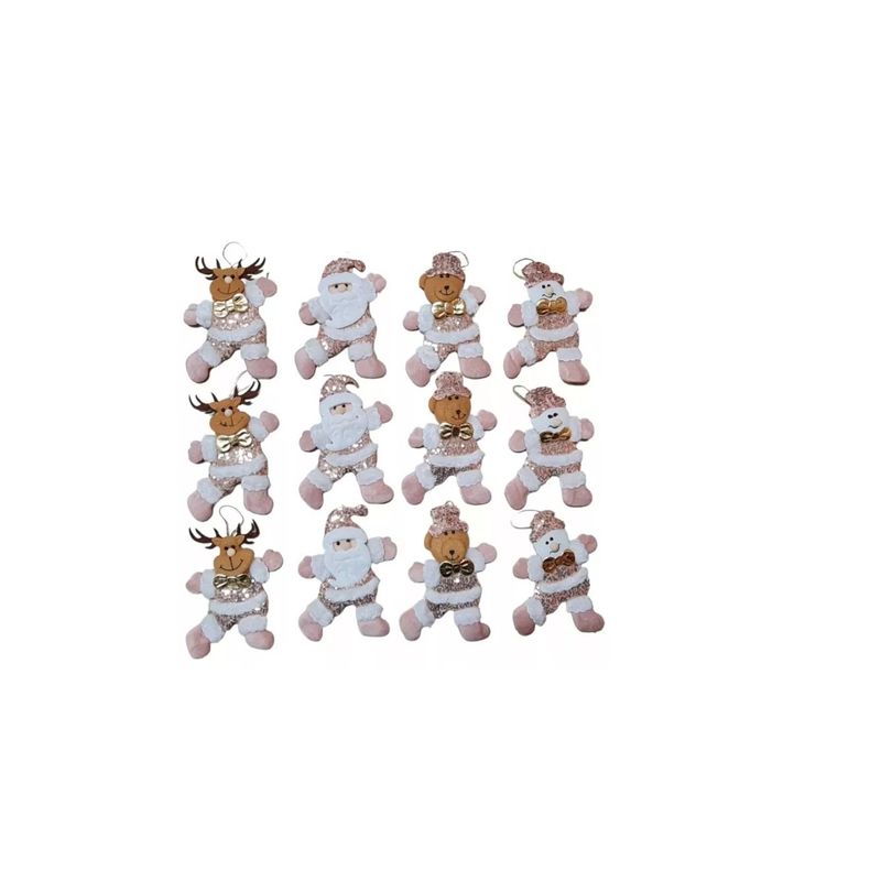 GENERICO - Set X12 Monos Navideño Colgante Adorno Para Arbol Dorado