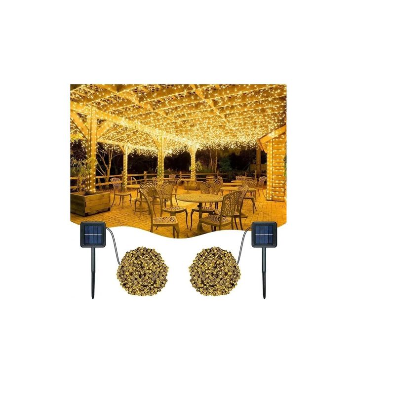 GENERICO - Pack X2 Guirnalda Solares Navidad 10 Metros 100 Led Yellow Mix