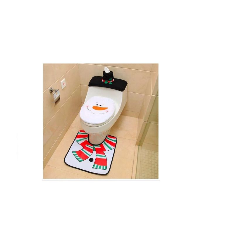 GENERICO - Set De Baño Muñeco De Nieve 3 Piezas Adorno Navidad White