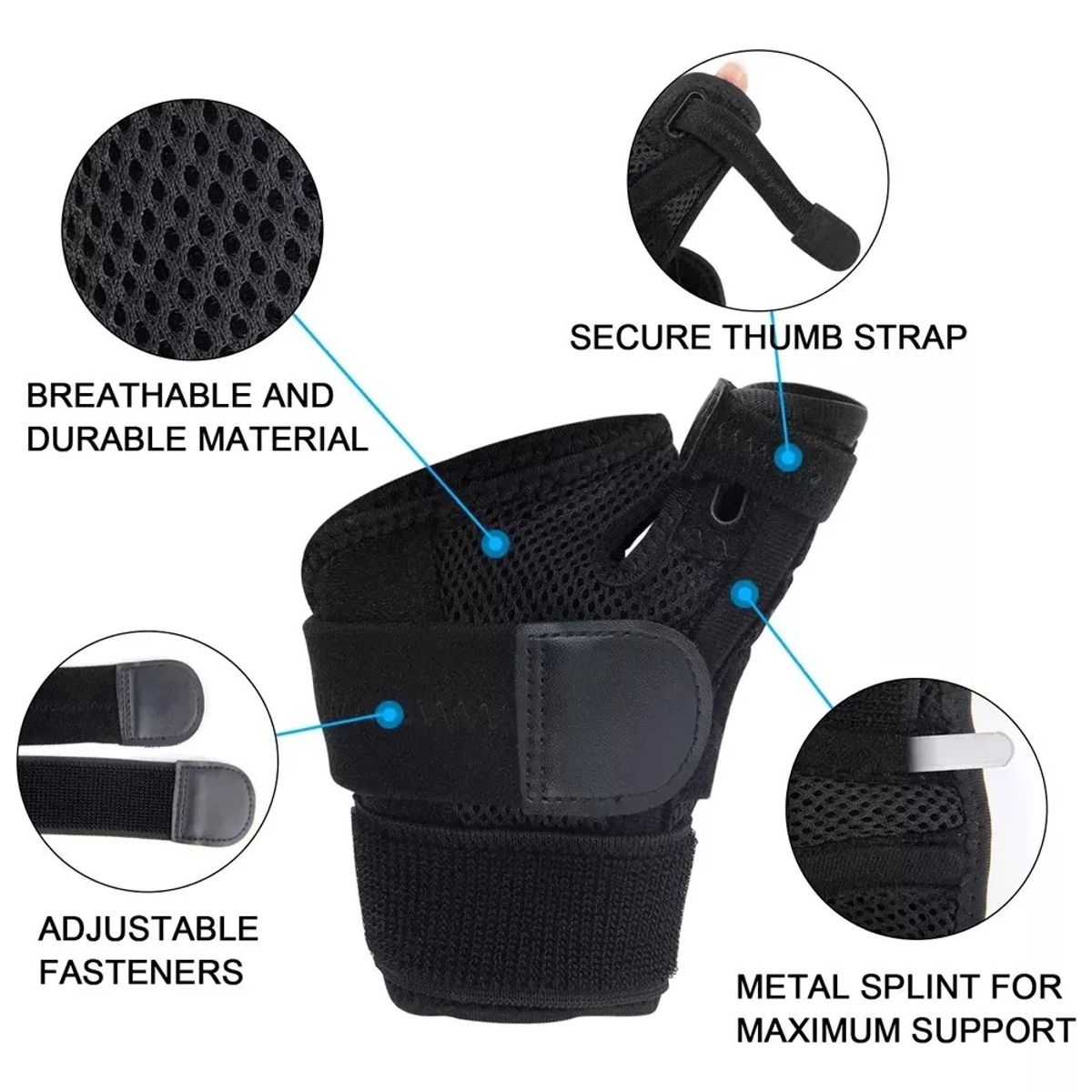 KUANGYE - Muñequera Ortopédica Compresión Con Soporte De Pulgar Pack 2