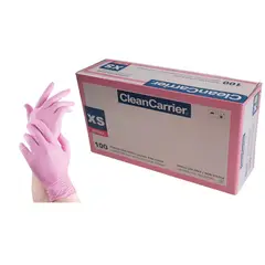 CLEANCARRIER - Guantes Nitrilo Rosado Xs Sin Polvo 100 Uni