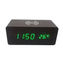 GENERICO - Reloj Despertador de Madera Con Carga para Teléfono