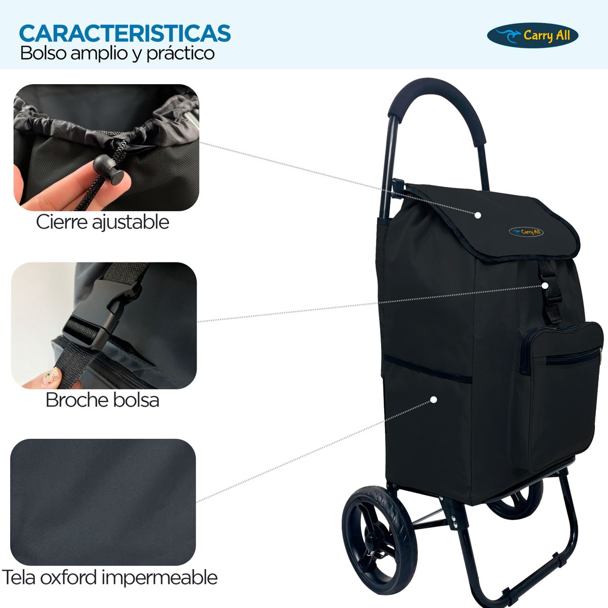 CARRY ALL - Carrito de Compras Plegable Carry All® Sidney 55 Litros Carro Feria